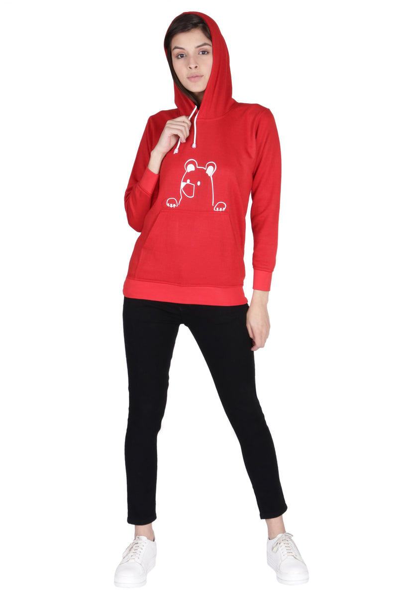 Neo Garments Women's Cotton Fashion Hooded Pullover Sweatshirt with Kangaroo Pockets | BEAR | SIZE FROM S - 36" TO 3XL - 46"
