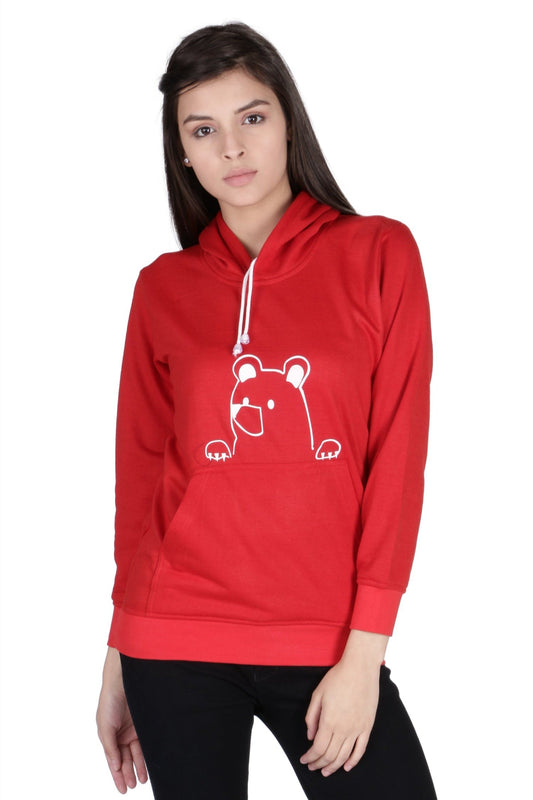 Women's Cotton Fashion Hooded Pullover Sweatshirt with Kangaroo Pockets | BEAR , front view