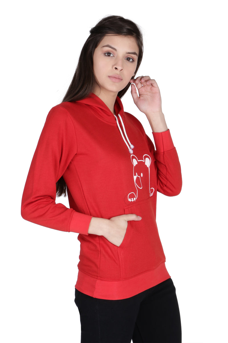 Neo Garments Women's Cotton Fashion Hooded Pullover Sweatshirt with Kangaroo Pockets | BEAR | SIZE FROM S - 36" TO 3XL - 46"