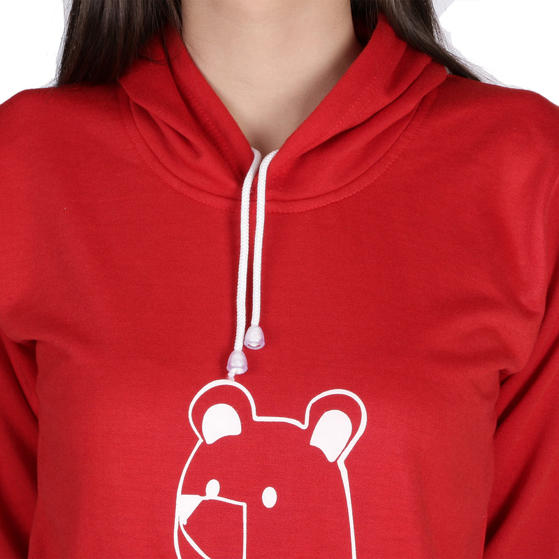 Neo Garments Women's Cotton Fashion Hooded Pullover Sweatshirt with Kangaroo Pockets | BEAR | SIZE FROM S - 36" TO 3XL - 46"