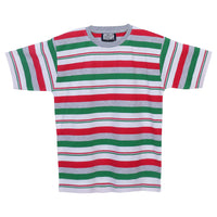 Boys Round Neck Cotton Striped T-Shirt, front view