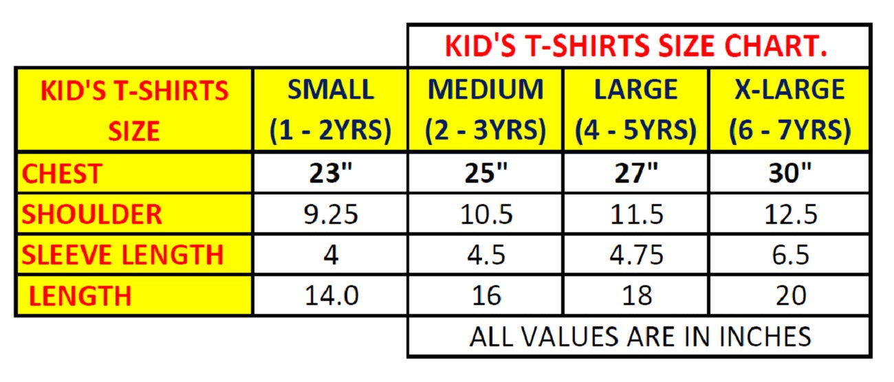 NEO GARMENTS Kids Unisex Round Neck Printed Cotton T-shirt - FLAG. | SIZE FROM 1 YRS TO 7 YRS.