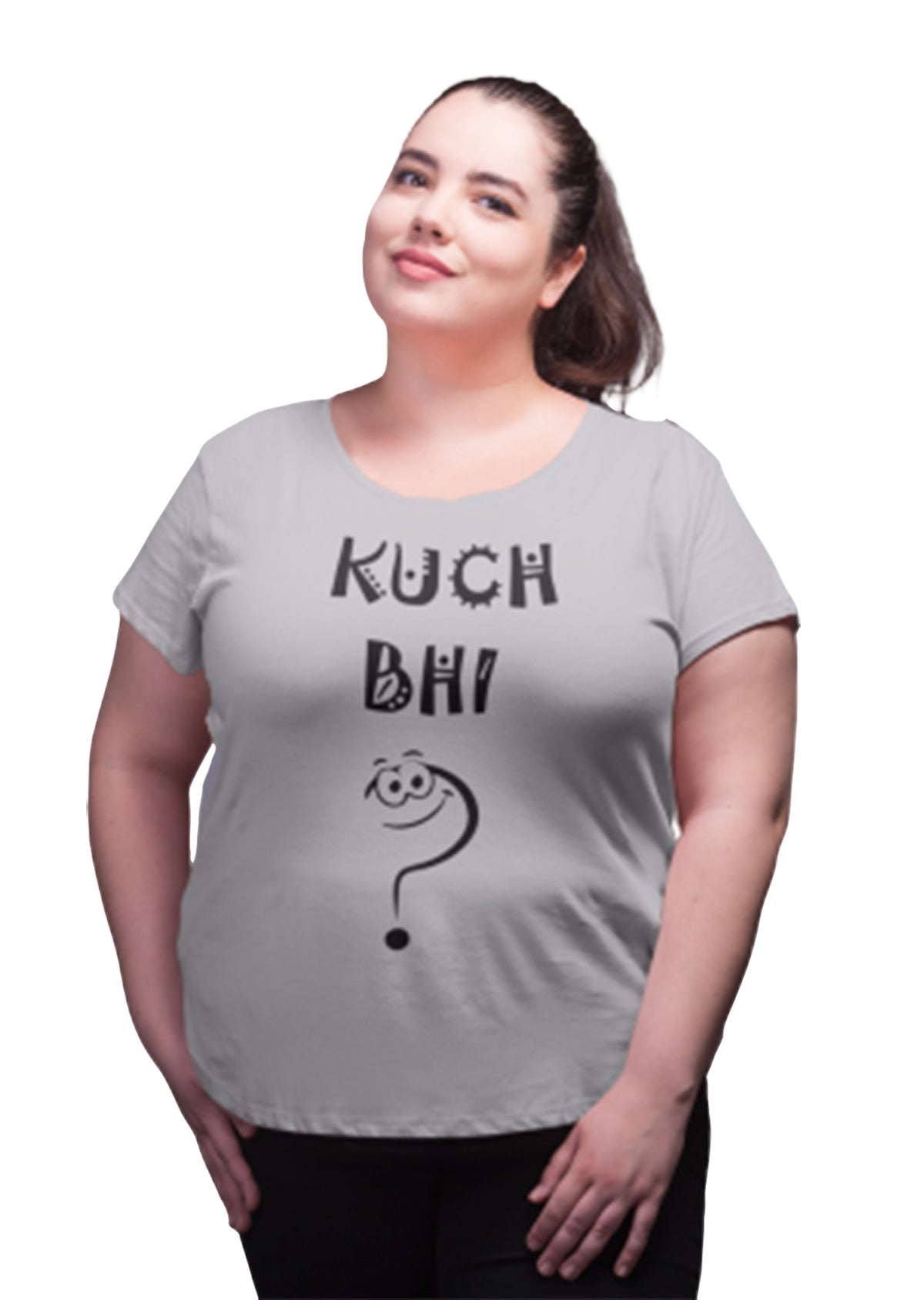 NEO GARMENTS Women's Cotton Round Neck PLUS T-shirt | KUCH BHI | SIZE FROM - S-32" TO 8XL-52".