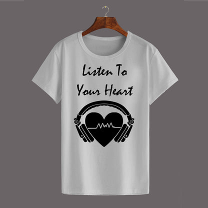 NEO GARMENTS Women's Cotton Round Neck T-shirt - LISTEN TO YOUR HEART. | SIZE FROM S-32" TO 3XL-42"
