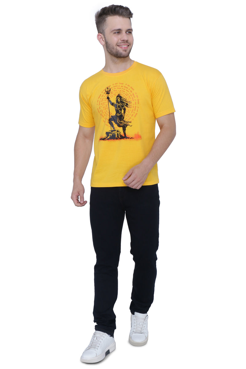 Neo Garments Men's Cotton Round Neck Half Sleeve T-Shirt | Mahadev | Size: XS TO 2XL