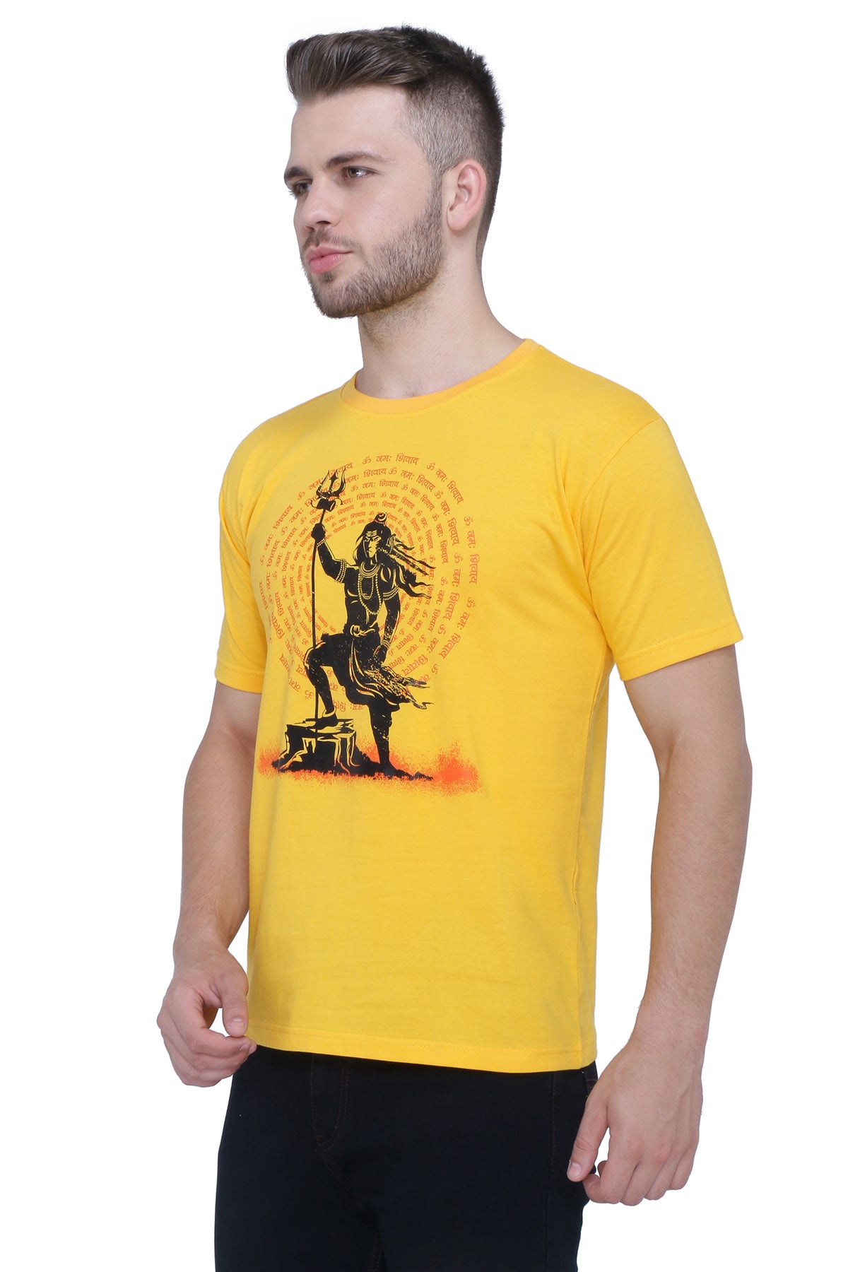 Neo Garments Men's Cotton Round Neck Half Sleeve T-Shirt | Mahadev | Size: XS TO 2XL