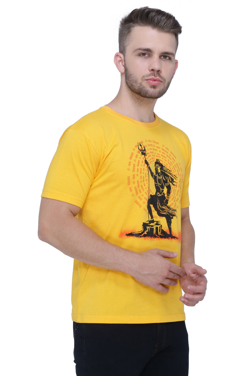 Neo Garments Men's Cotton Round Neck Half Sleeve T-Shirt | Mahadev | Size: XS TO 2XL