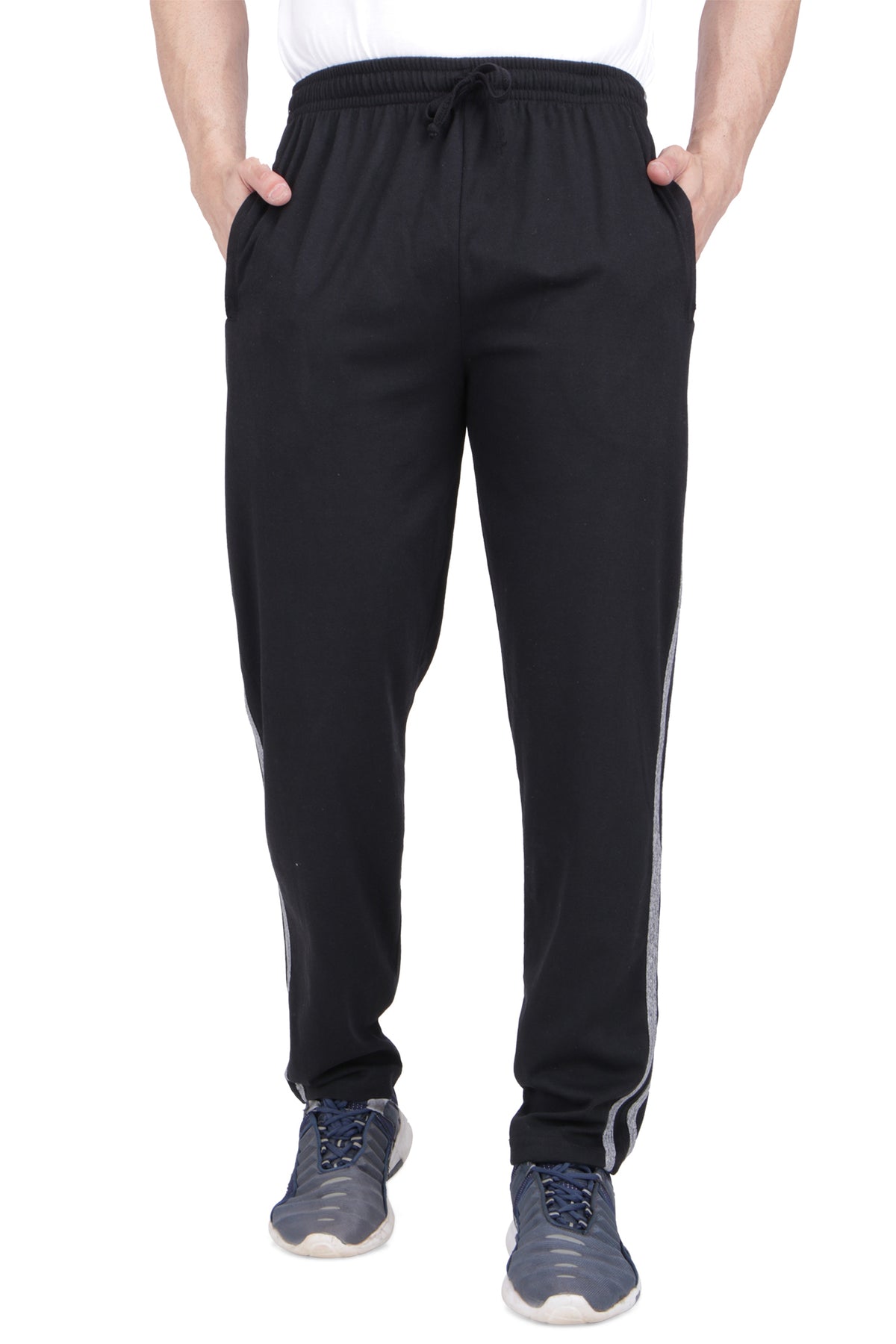 Men's Cotton PATTI TRACK PANTS | BLACK | SIZES FROM M TO 5XL.