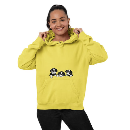 Women's Cotton Fashion Hooded Pullover Sweatshirt with Kangaroo Pockets | PUPPIES , front view