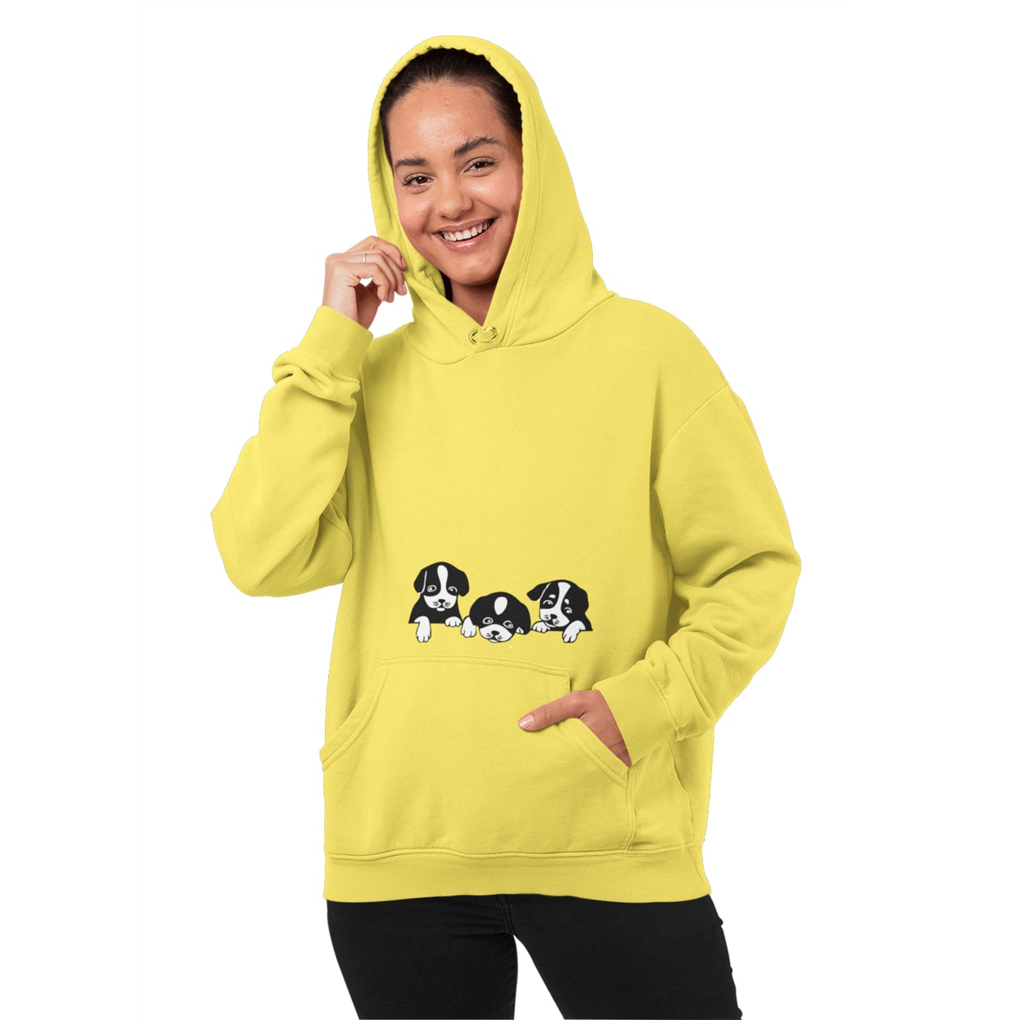 Neo Garments Women's Cotton Fashion Hooded Pullover Sweatshirt with Kangaroo Pockets | PUPPIES | SIZES - S - 36" TO 3XL - 46"