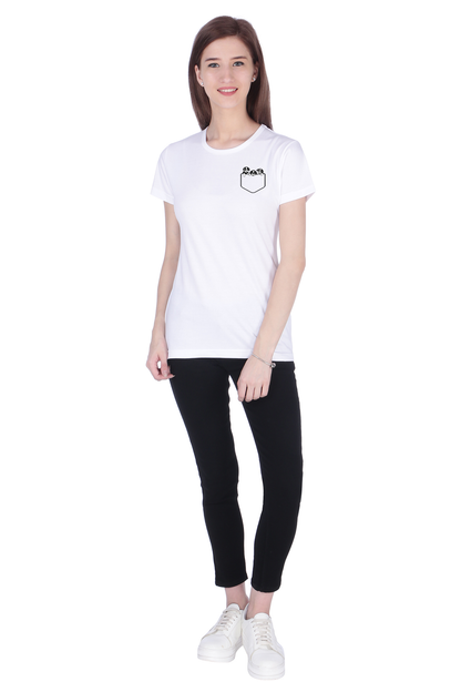 NEO GARMENTS Women's Cotton Round Neck T-shirt - PUPPIES. | SIZE FROM S-32" TO 3XL-42"